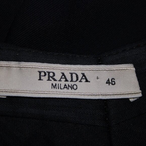 Prada Sz 46 x 33.5 Navy Slash Pockets No Fabric Label Dress Pant - Picture 6 of 16